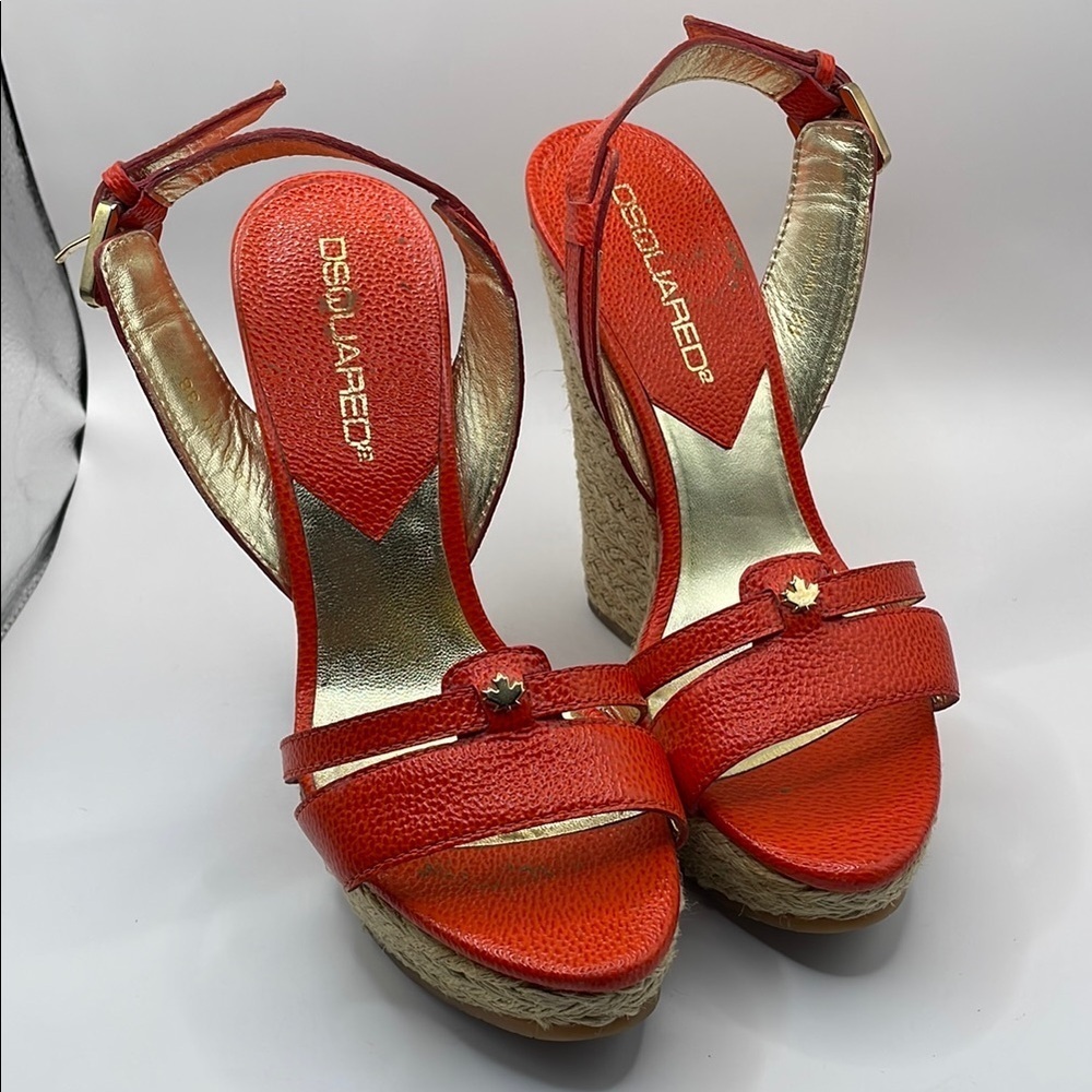 DSQUARED2 - 5 Inch Wedge Sandals - Red - 38 or 7.5